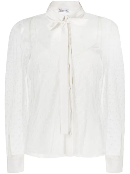 Point D'Esprit Long-Sleeved Blouse