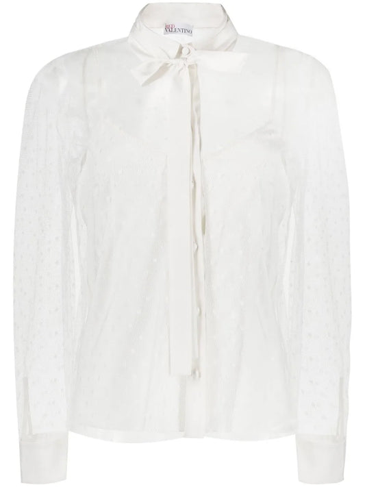 Point D'Esprit Long-Sleeved Blouse