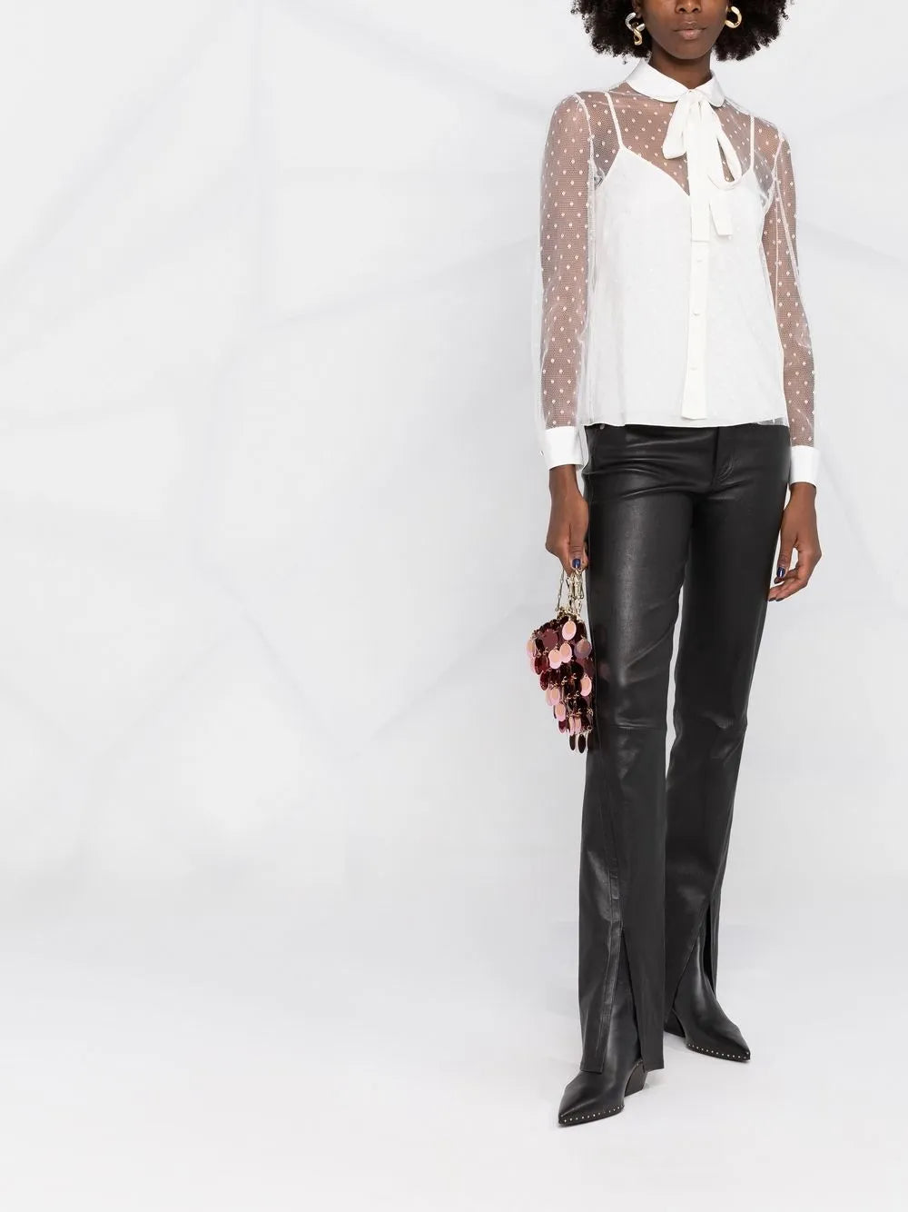 Point D'Esprit Long-Sleeved Blouse