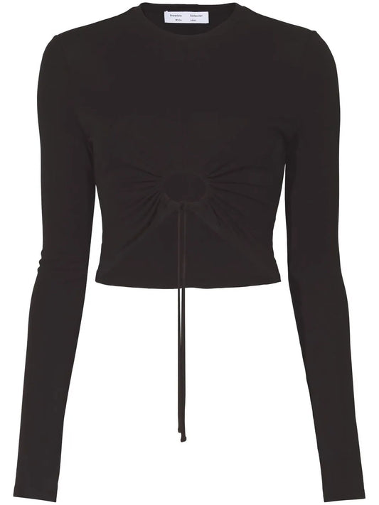 Cropped Cut-Out Drawstring Top