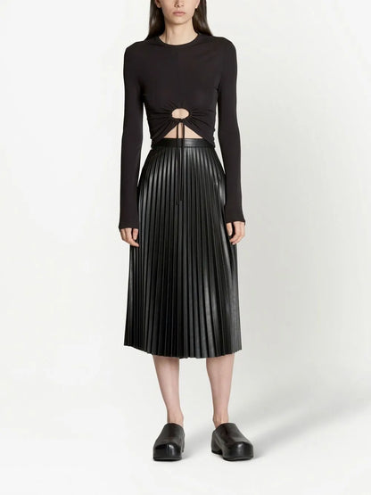 Cropped Cut-Out Drawstring Top