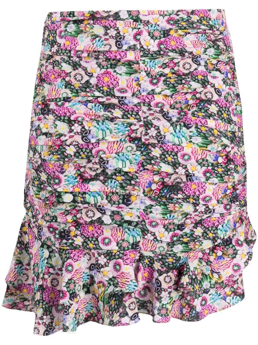 Milendi Floral-Print Ruched Mini Skirt