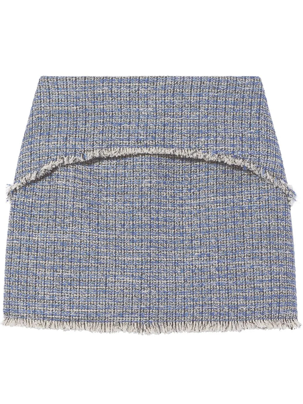 Frayed-Hem Tweed Mini Skirt