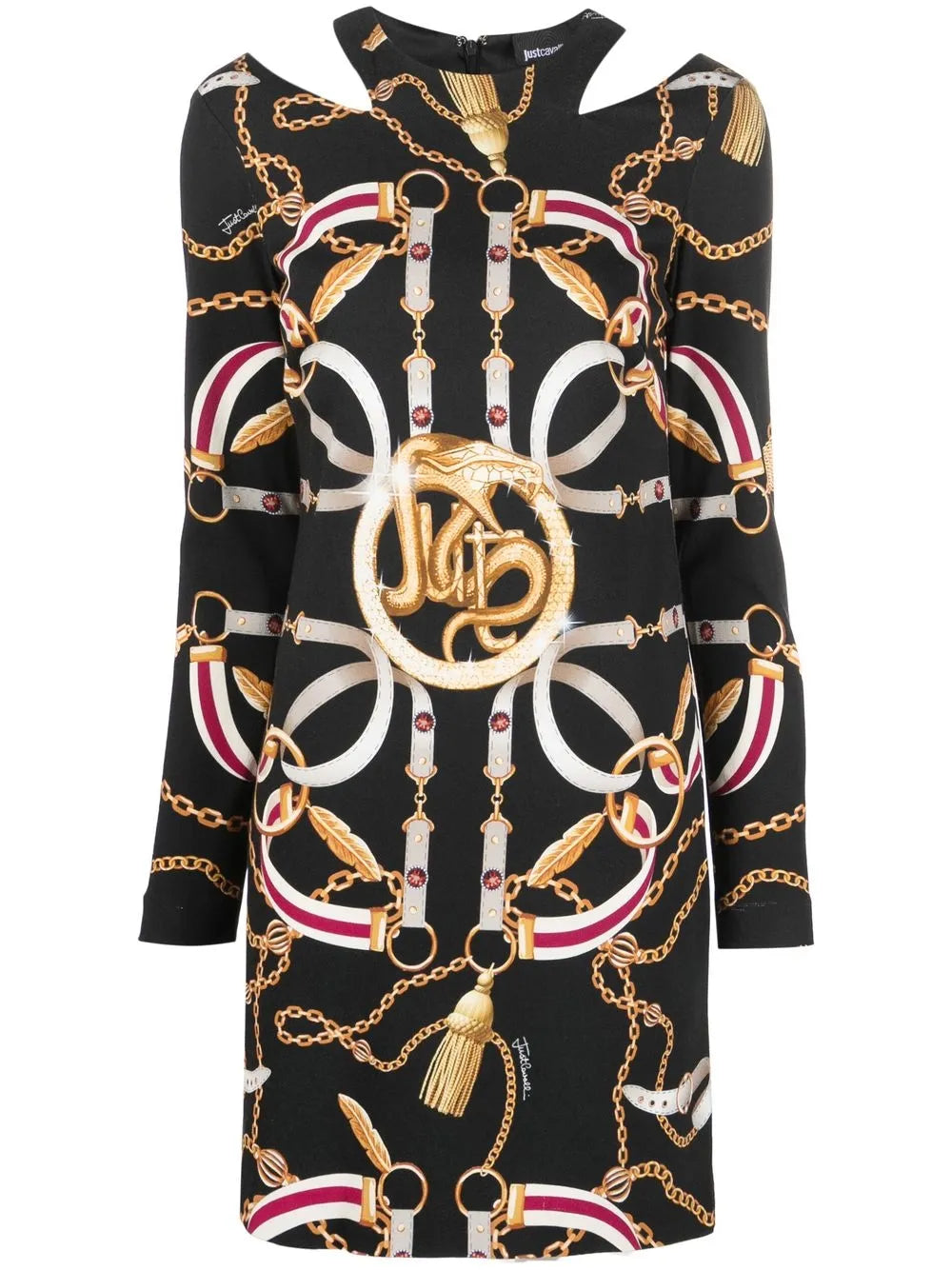 Chain-Print Cut-Out Dress