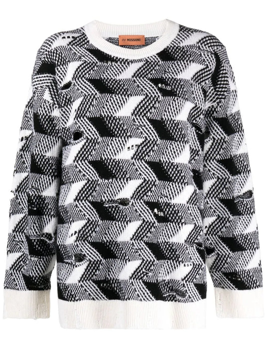 Woven-Knit Jumper