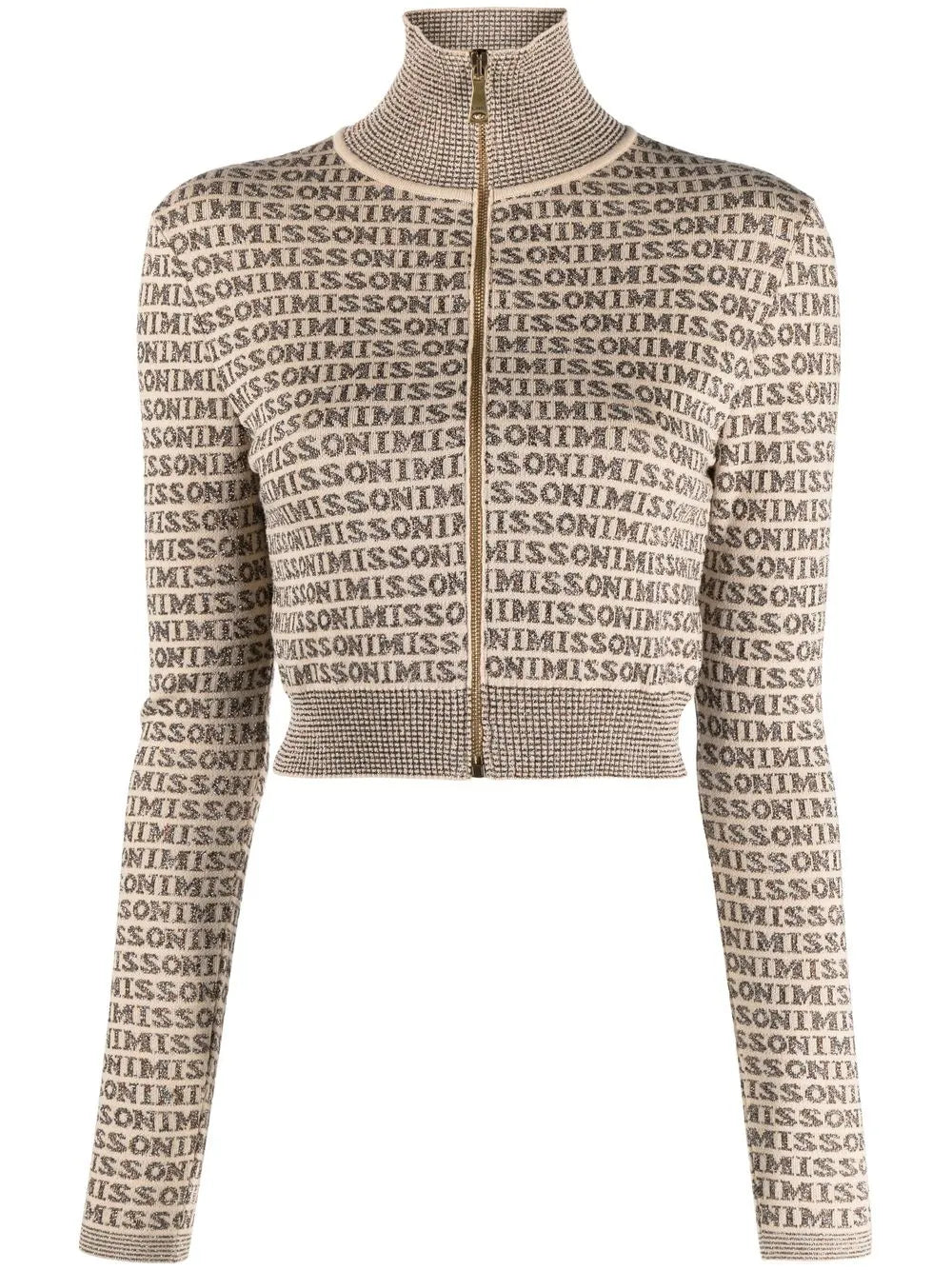Logo-Print Zip-Up Cardigan