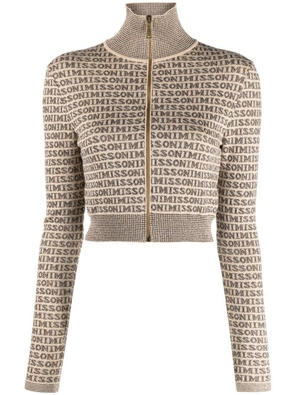 Logo-Print Zip-Up Cardigan