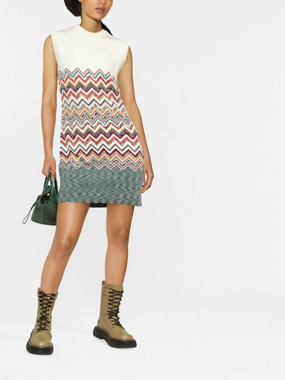 Zigzag-Knit Shift Dress