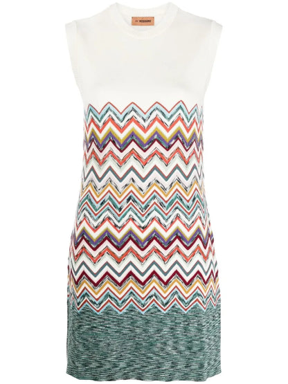 Zigzag-Knit Shift Dress