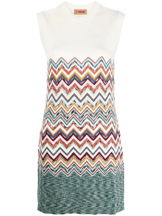 Zigzag-Knit Shift Dress