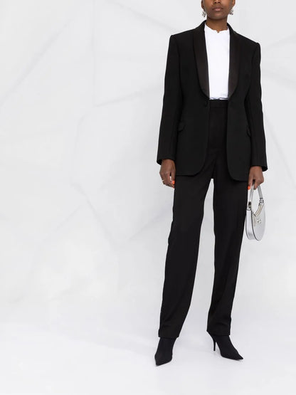 Lace-Panel Tailored-Cut Trousers