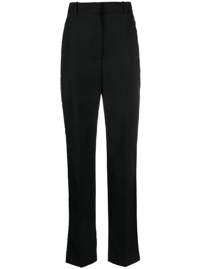 Lace-Panel Tailored-Cut Trousers
