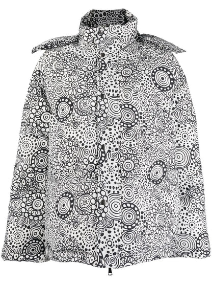 Abstract-Print Hooded Puffer Jacket
