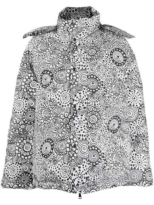 Abstract-Print Hooded Puffer Jacket