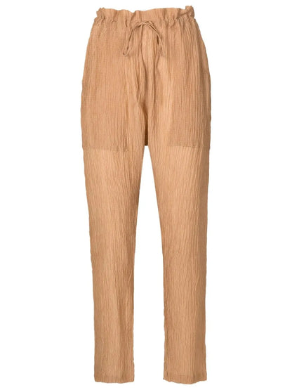 Crinkle-Effect Silk Trousers