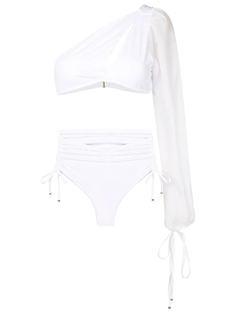 One-Shoulder Long-Sleeve Bikini Set