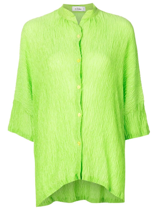 Crinckled-Finish Silk Shirt