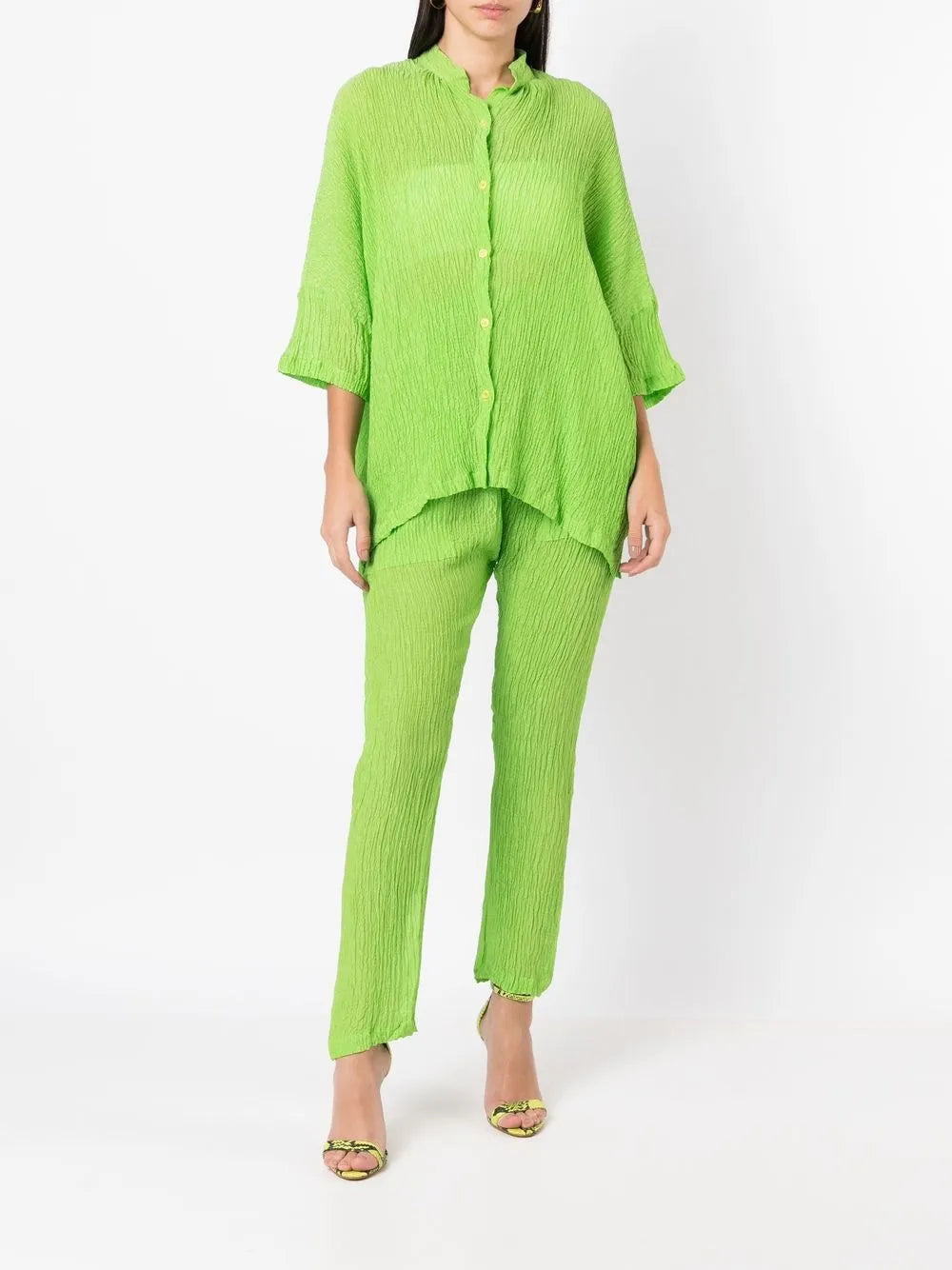 Crinckled-Finish Silk Shirt