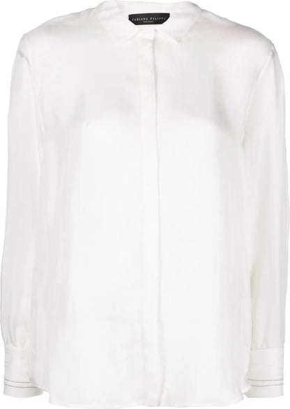Beaded-Trim Silk Shirt