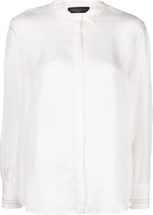 Beaded-Trim Silk Shirt