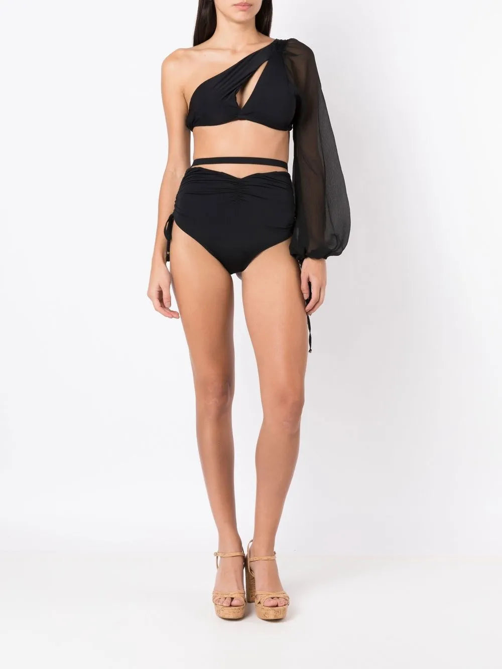 One-Shoulder Long-Sleeve Bikini Set