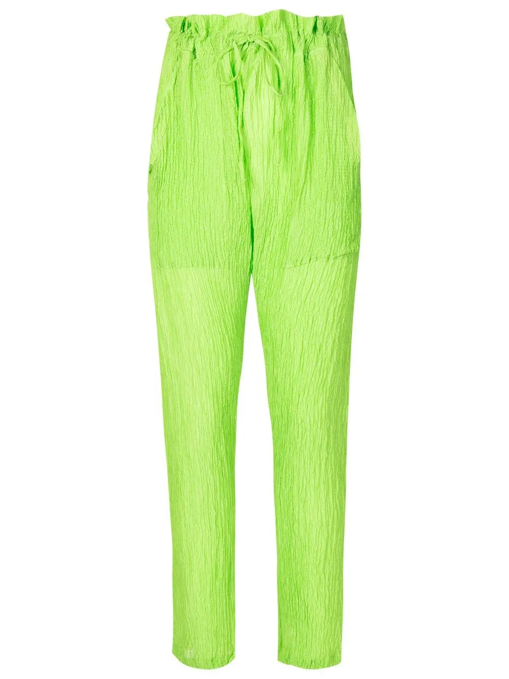 Crinkle-Effect Silk Trousers