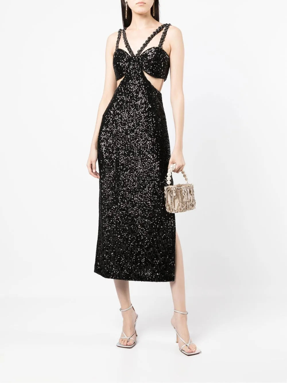 Missing Hours Sequinned Cut-Out Midi Dress