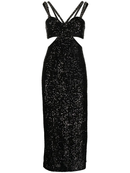 Missing Hours Sequinned Cut-Out Midi Dress