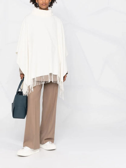 Roll-Neck Knitted Poncho