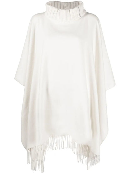 Roll-Neck Knitted Poncho
