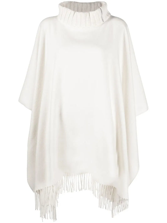Roll-Neck Knitted Poncho