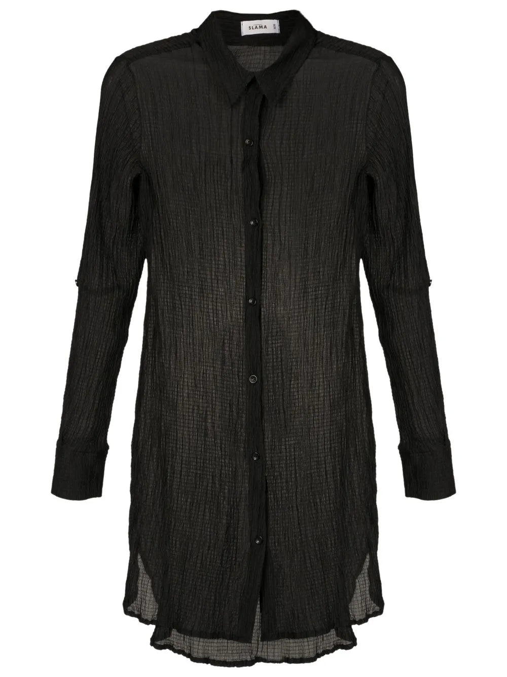 Crinkle-Finish Shirt Dress