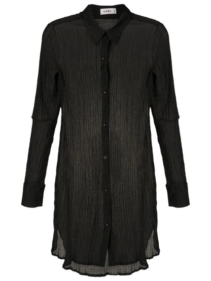 Crinkle-Finish Shirt Dress