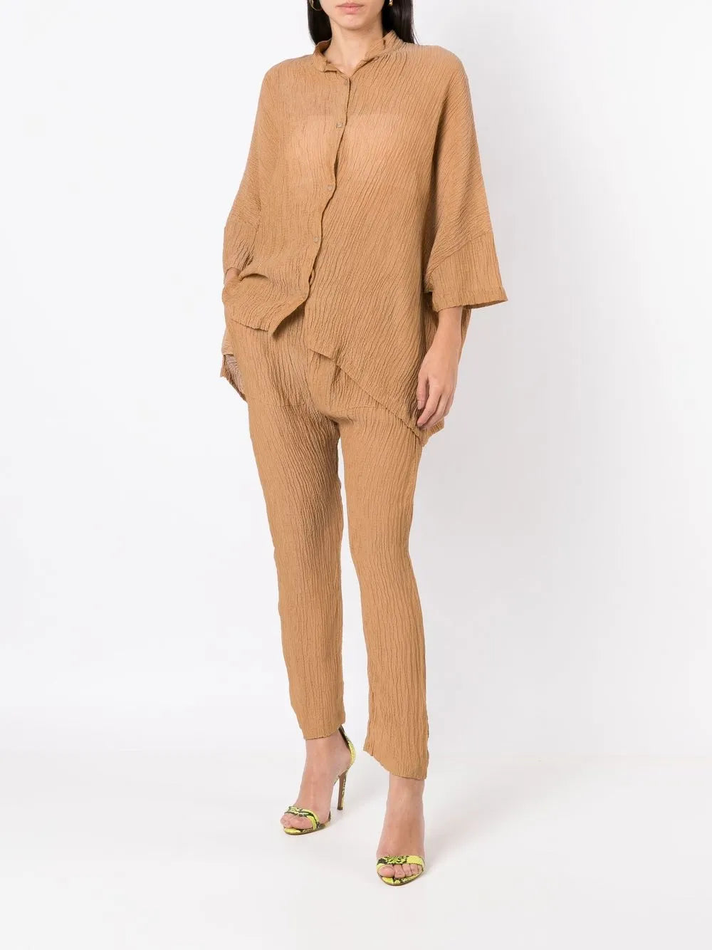 Crinckled-Finish Silk Shirt