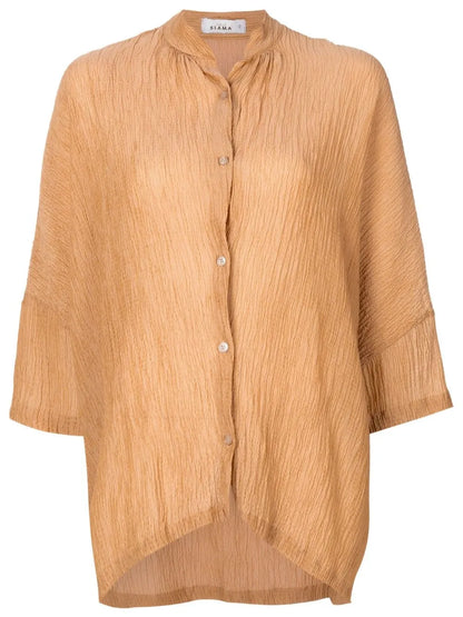 Crinckled-Finish Silk Shirt