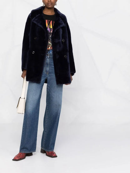 Double-Breasted Shearling Jacket