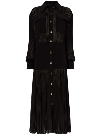 Plissé-Effect Shirt Dress
