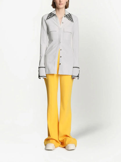 Cloqué-Effect Pointed-Collar Shirt