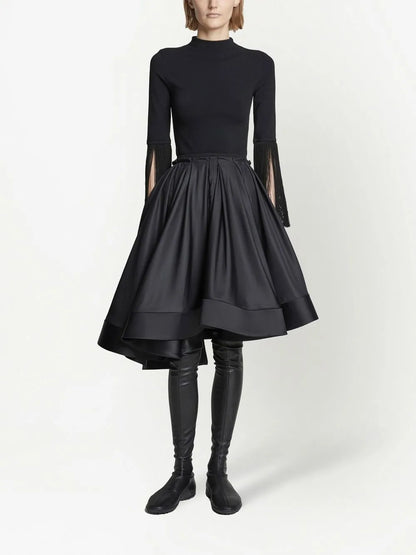Pleated Full Taffeta Skirt