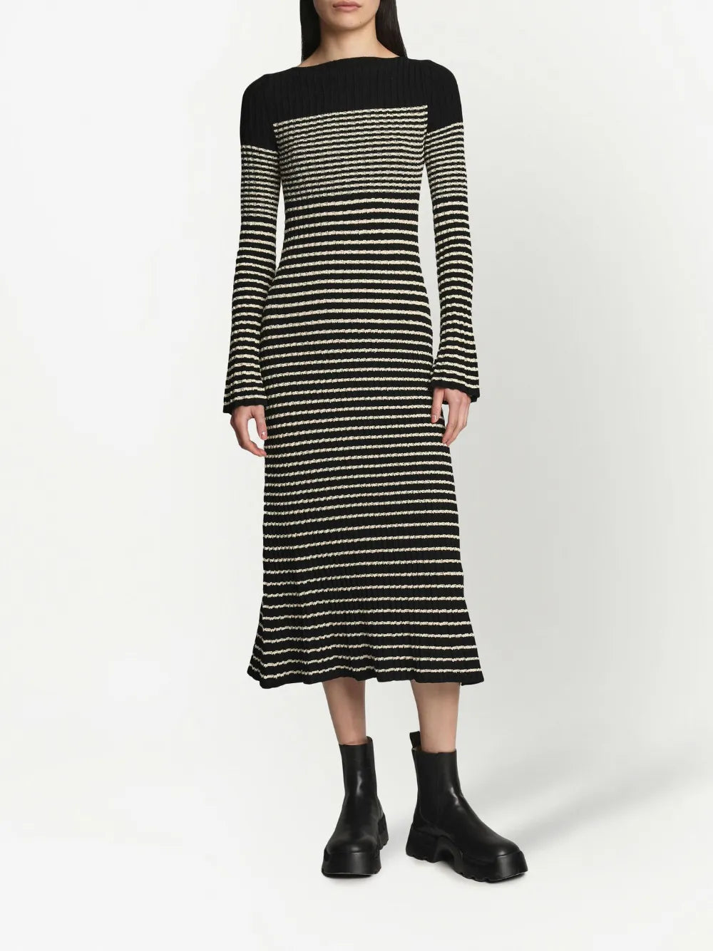 Striped Bouclé Knit Dress