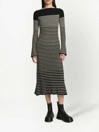 Striped Bouclé Knit Dress