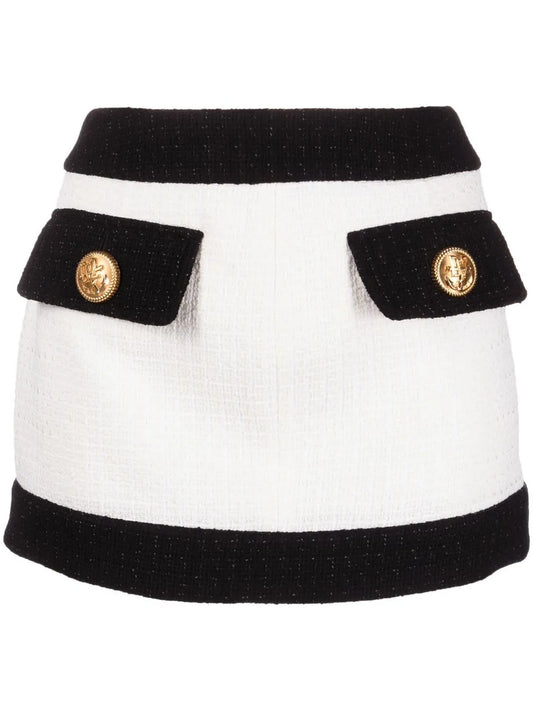 Two-Tone Tweed Miniskirt