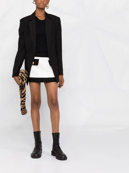 Two-Tone Tweed Miniskirt