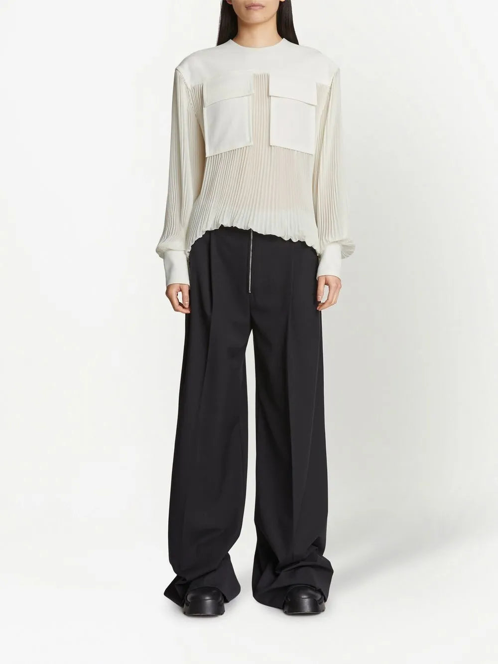 Sheer Pleated Blouse