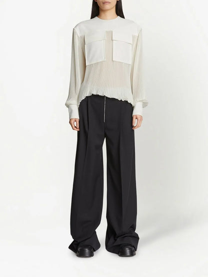 Sheer Pleated Blouse
