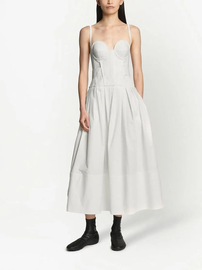 Pleated Bustier Midi Dress