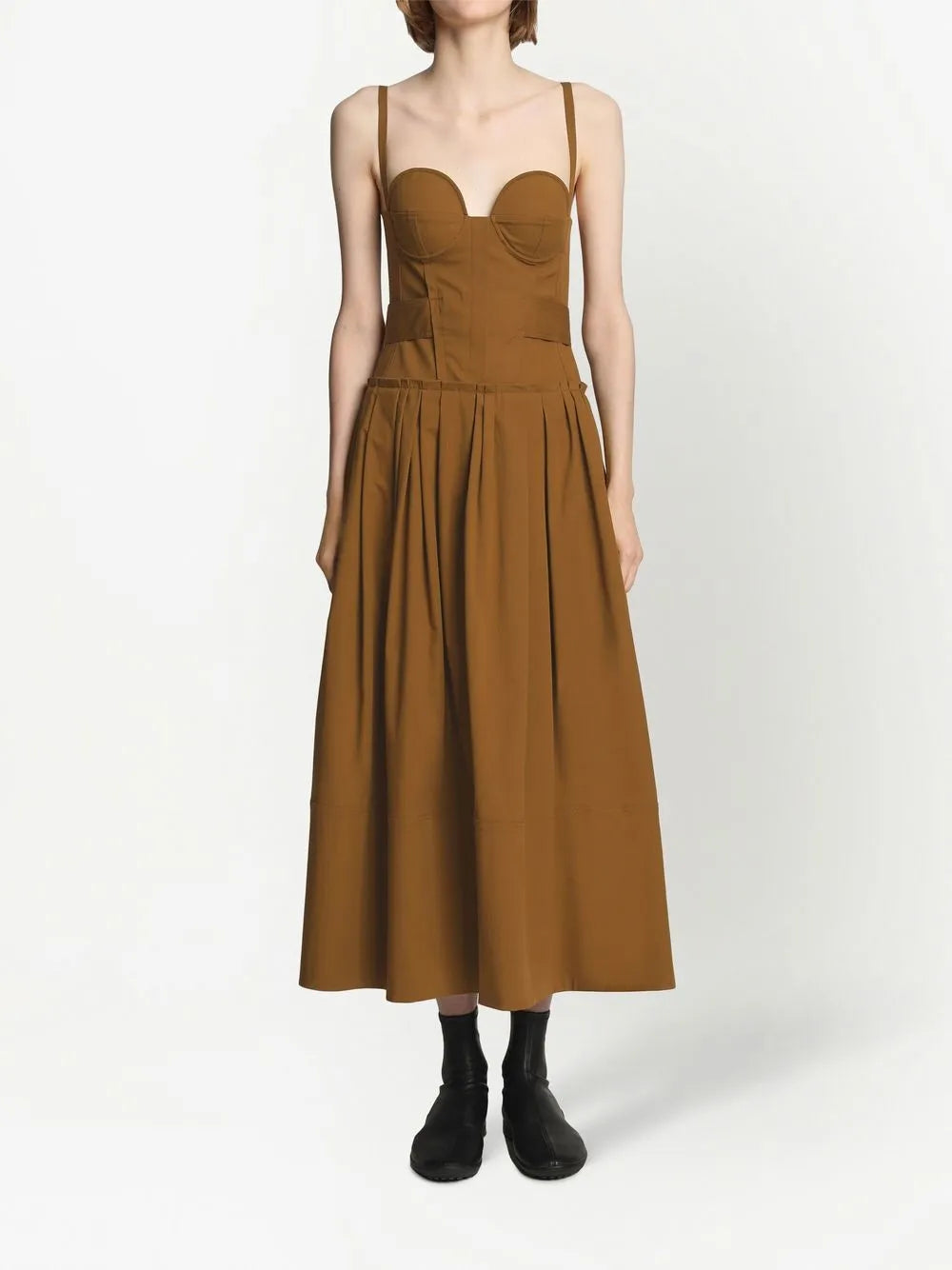 Pleated Bustier Midi Dress