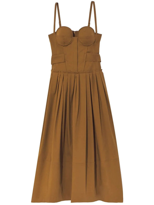 Pleated Bustier Midi Dress