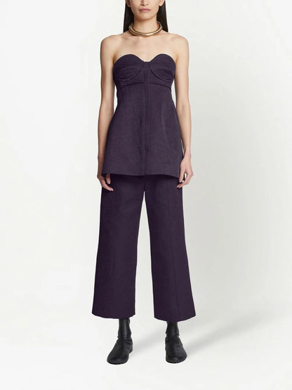 Patterned-Jacquard Bustier Top