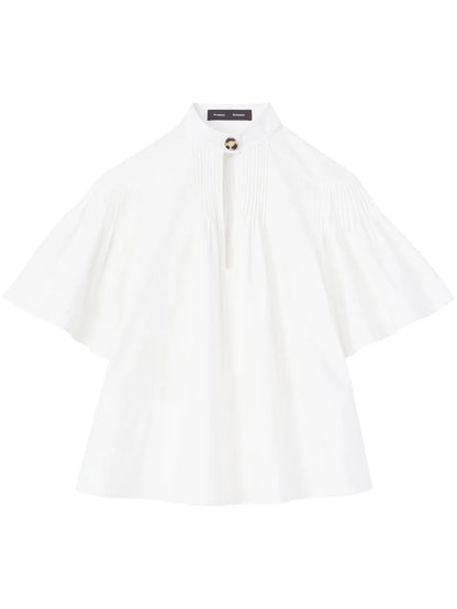 Pintuck-Detail Flared Blouse